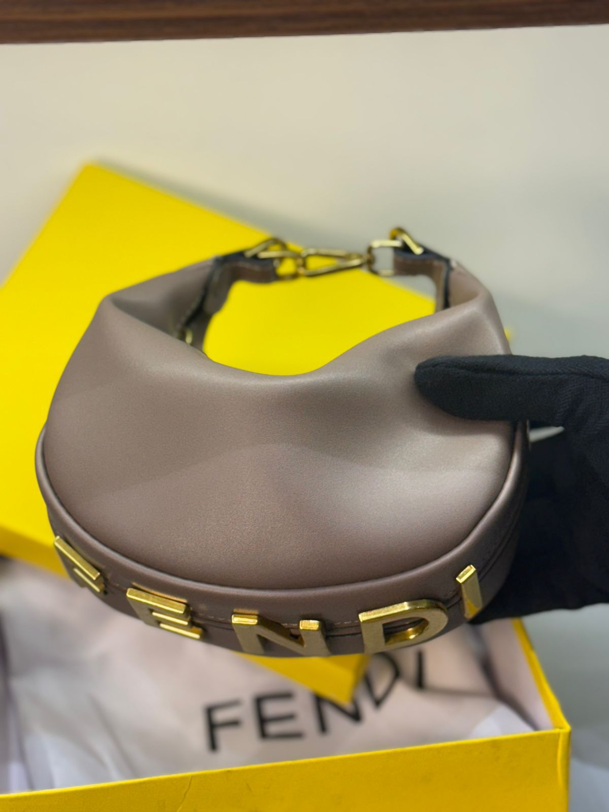 FENDI GRAPHY MINI – Women Bag | Luxury Leather Mini Hobo (Coffee)