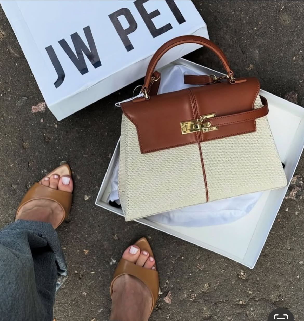 JW PEI ELISE TOP HANDLE – Women Bag | Crossbody with Long Belt | Premium Quality (Beige Brown)