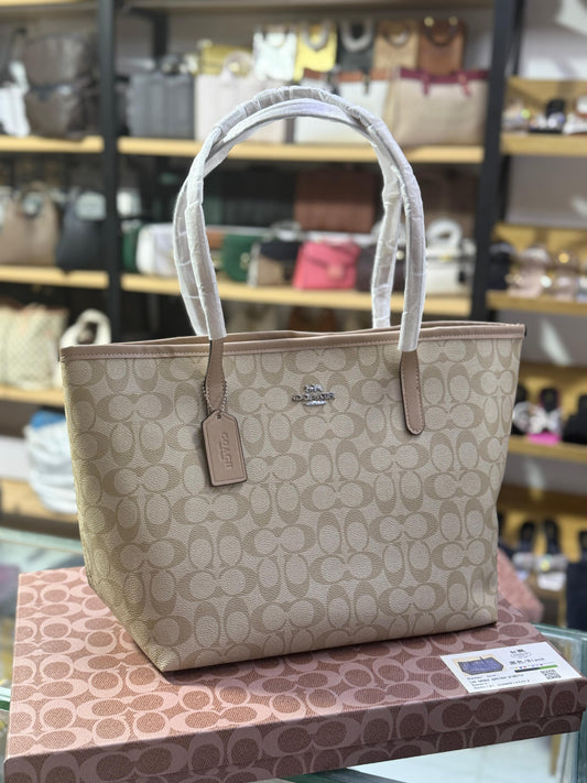 C-O-A-C-H City Tote Bag – New Design Premium Women Tote Bag | Official Model (Beige)