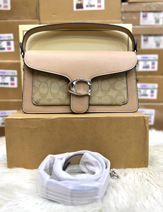 C-O-A-C-H Tabby Shoulder Bag 26 – Blocked Signature Canvas Women Shoulder Bag (Beige)