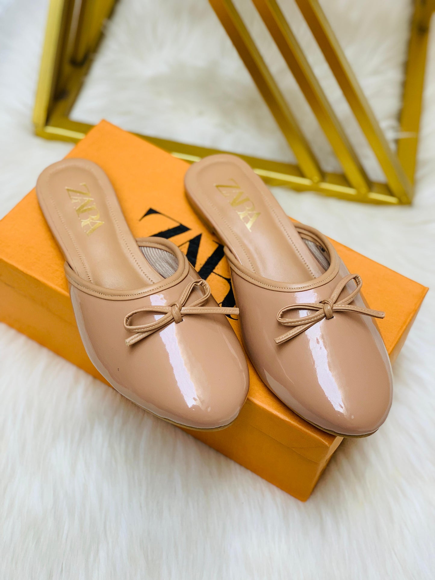 New Arrival – ZARA Flat Mules (Beige)