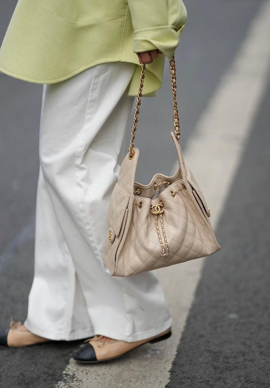 C-H-A-N-E-L 25 HOBO BAG RESTOCK – Women Bag (Cream Beige)