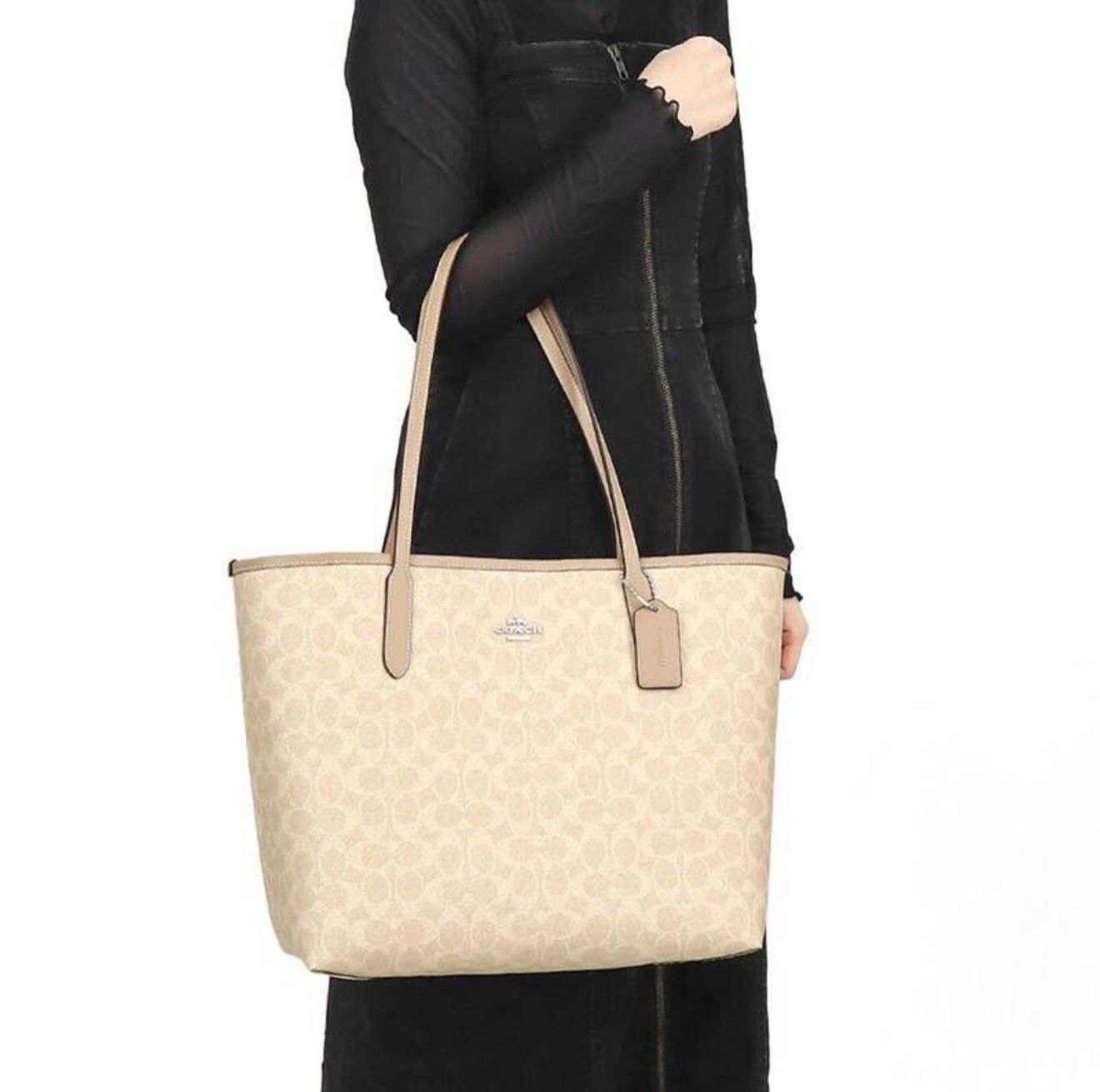 C-O-A-C-H City Tote Bag – New Design Premium Women Tote Bag | Official Model (Beige)