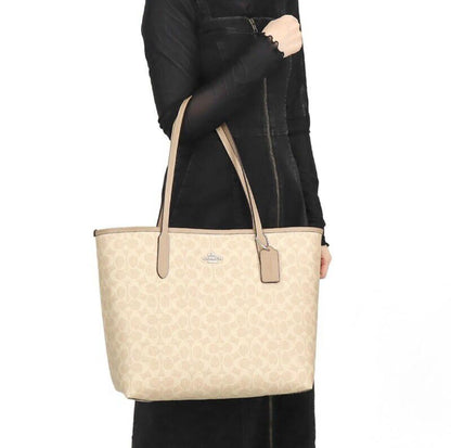 C-O-A-C-H City Tote Bag – New Design Premium Women Tote Bag | Official Model (Beige)
