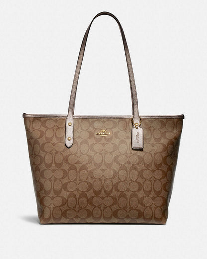 C-O-A-C-H CITY TOTE BAG IN SIGNATURE CANVAS – Women Bag (Beige)