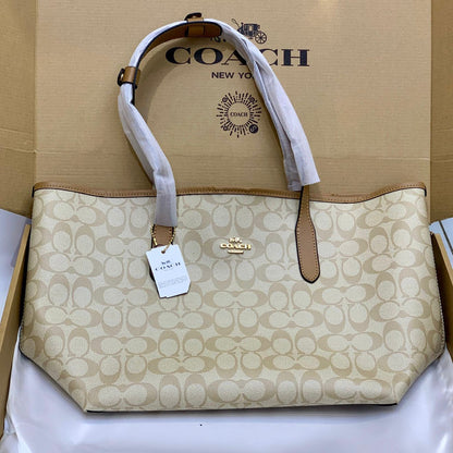 C-O-A-C-H City Tote Bag – New Design Premium Women Tote Bag | Official Model (Beige)