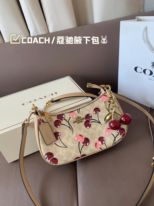 C-O-A-C-H Teri Shoulder Women Bag in Signature Canvas (Fruit Design A) Beige