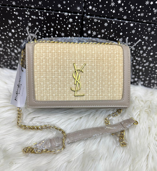 S-A-I-N-T L-A-U-R-E-N-T Sunset Medium Bag – Smooth Leather Women Shoulder Bag (Cream Beige)