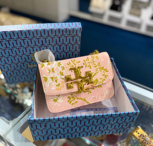 TORY BURCH – SIGNATURE MASTER SERIES HANDBAG (Beige Pink Gold with Mix Colour)