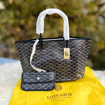 GOYARD Tote 2-Pcs Set – Luxury Women Bag with Pouch (Black)