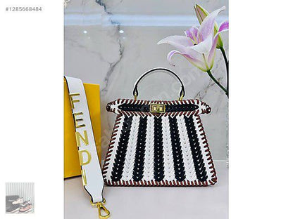 FENDI ICONIC PEEKABOO ISEEU LEATHER – Women Bag (Black White)