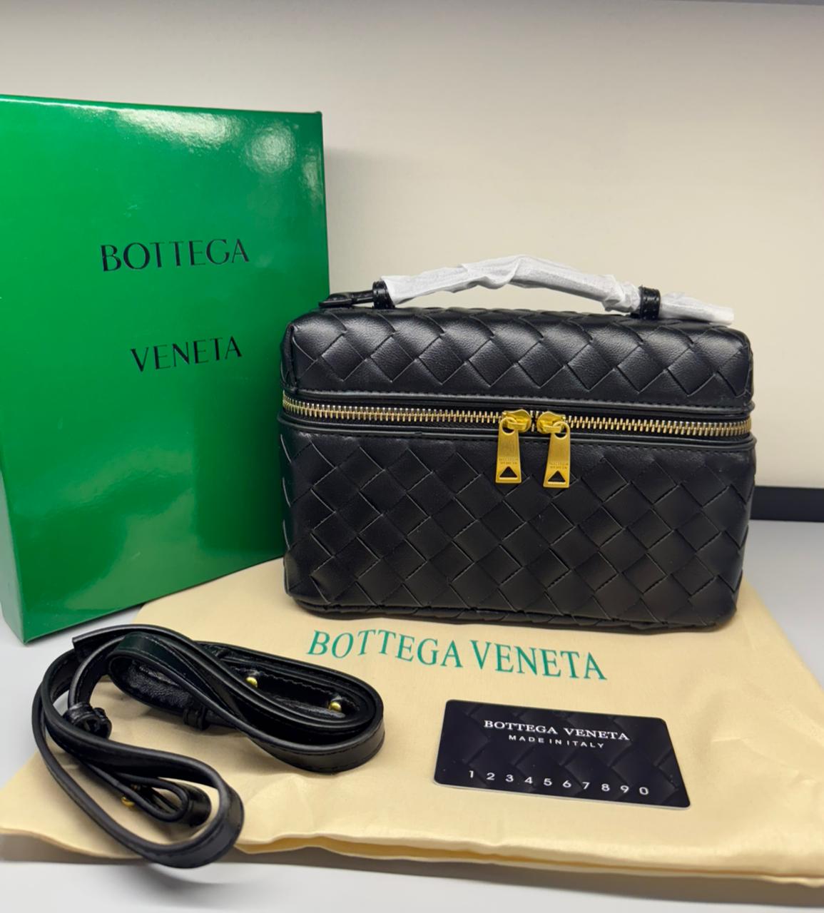 BOTTEGA VENETA Bang Bang Intrecciato Leather Vanity Case – Women Bag (Black)