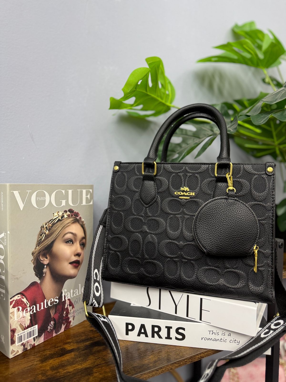 C-O-A-C-H Maggie Small Tote Women Bag – Blocked Signature Canvas (Black)