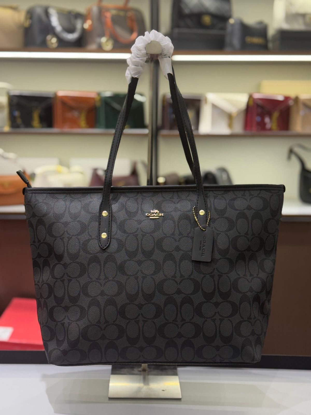 C-O-A-C-H CITY TOTE BAG IN SIGNATURE CANVAS – Women Bag (Black)