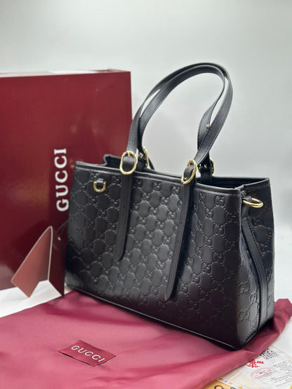G-U-C-C-I Emblem Medium Tote Bag – Premium Women Tote Bag (Black)