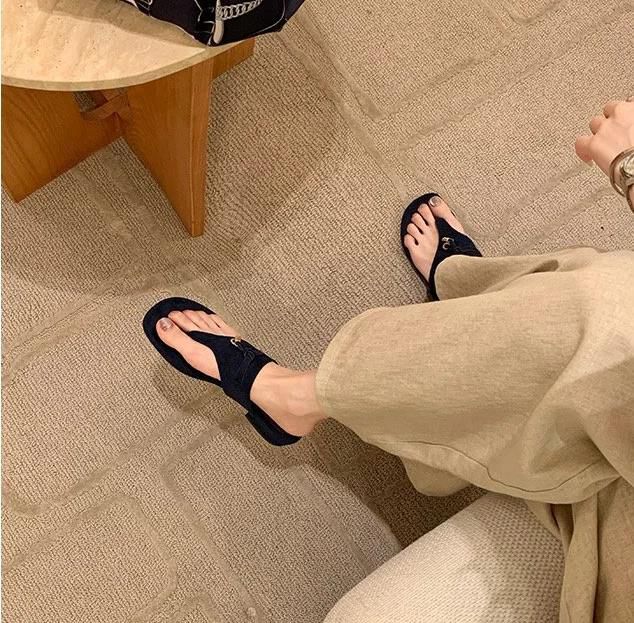 Loro Piana Summer Charms Walk Suede Thong Sandals – Premium Women Footwear (Black)