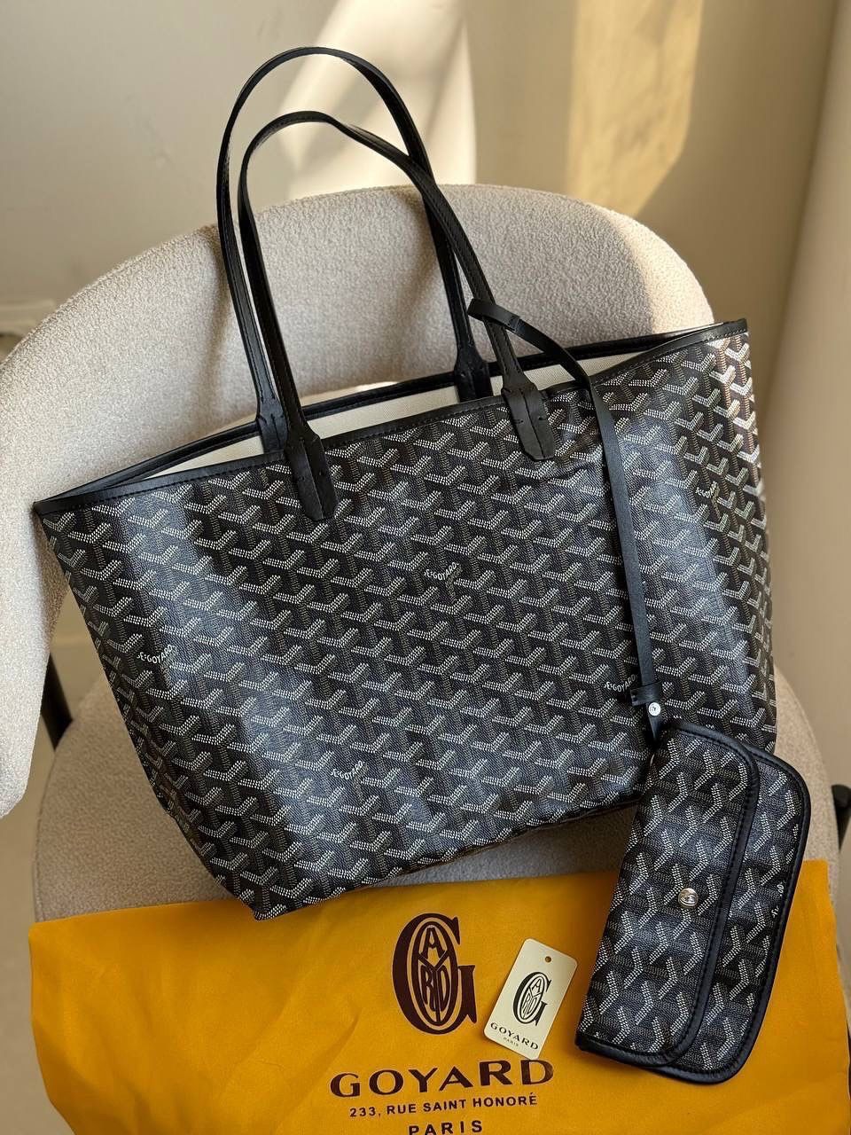 GOYARD Tote 2-Pcs Set – Luxury Women Bag with Pouch (Black)