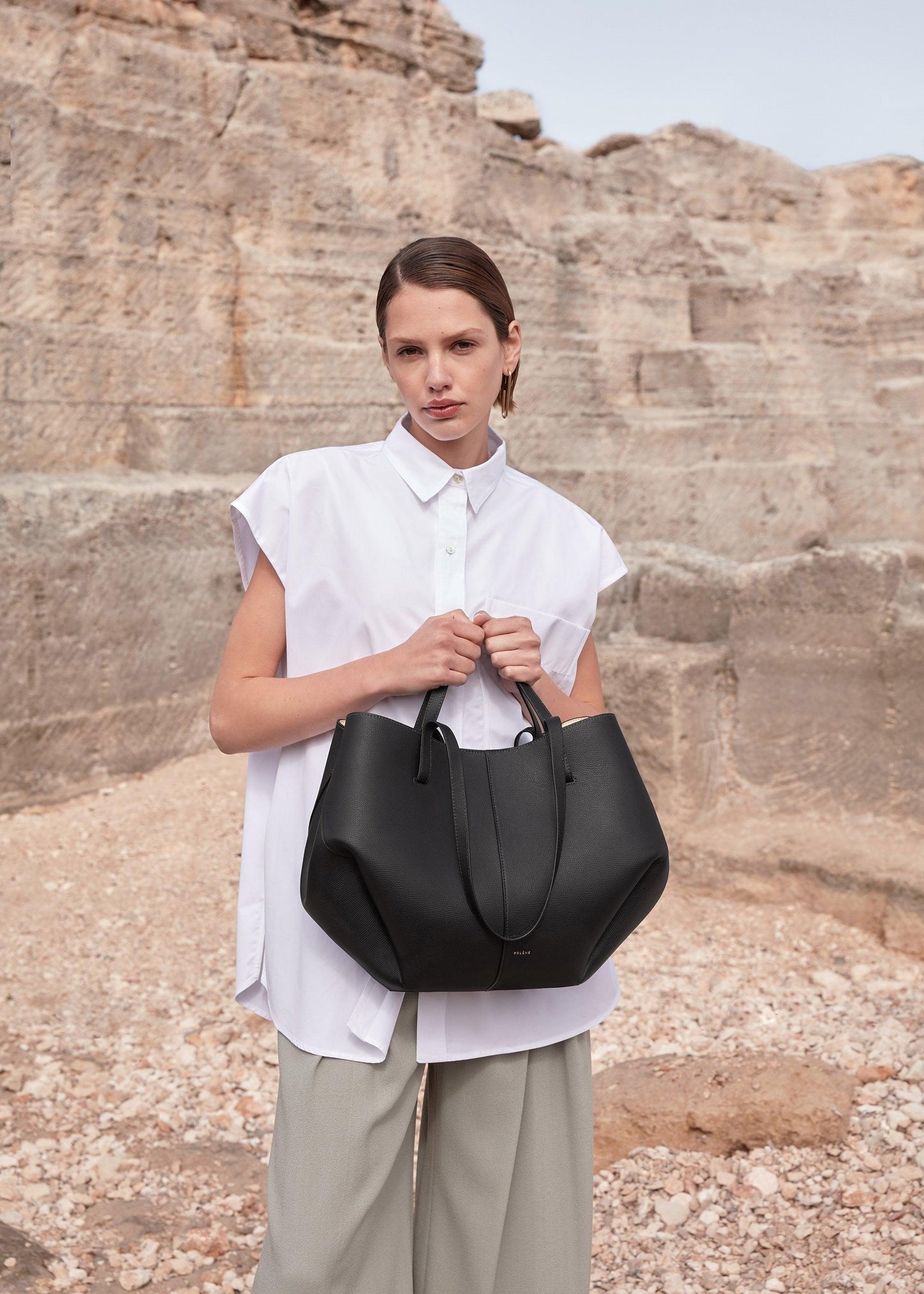 POLÈNE CYME EDITION TEXTURED TAUPE – Women Bag (Black)