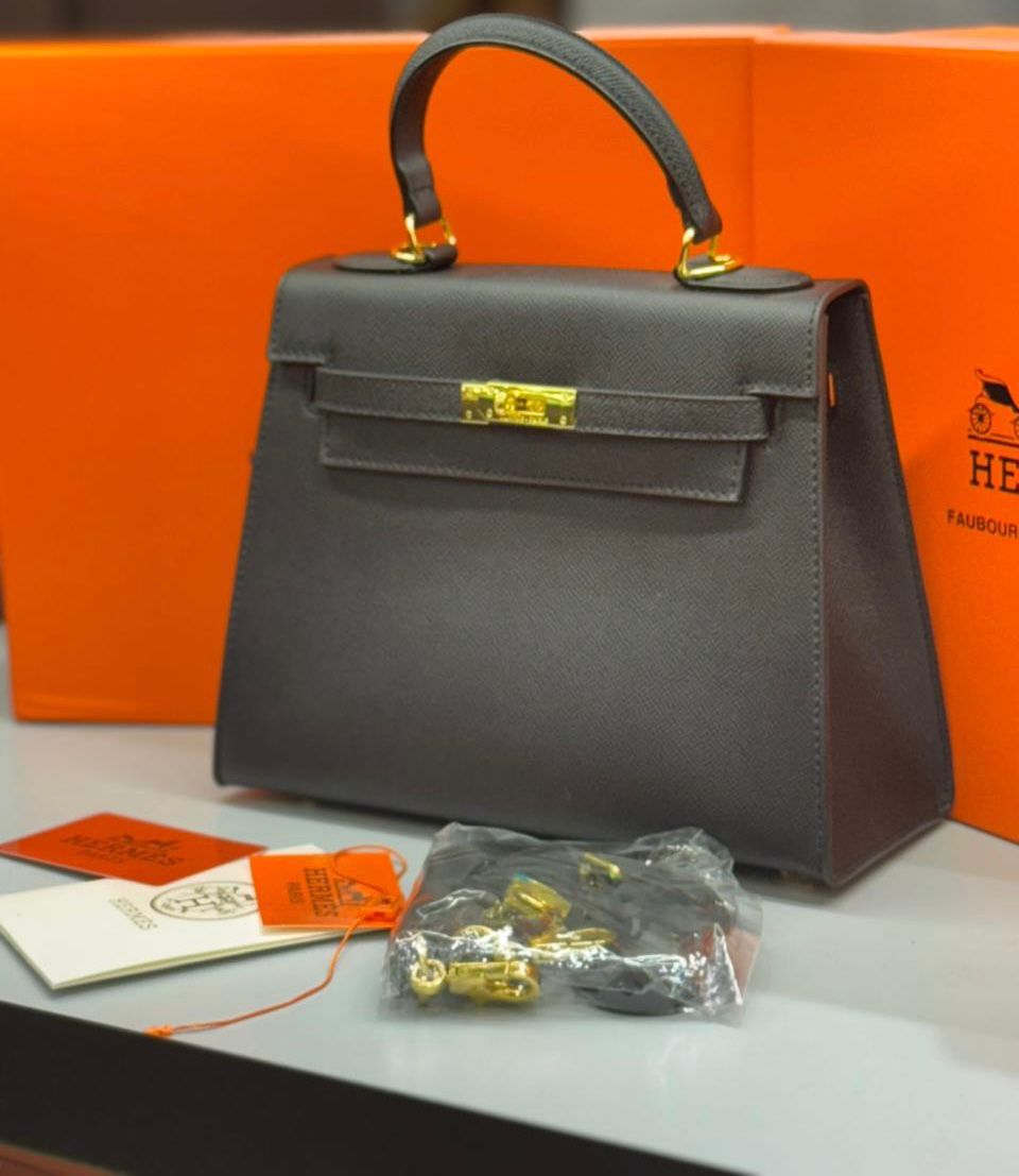 HERMÈS KELLY SELLIER 25CM – Women Bag | Luxury Leather Top Handle & Shoulder Bag (Black)