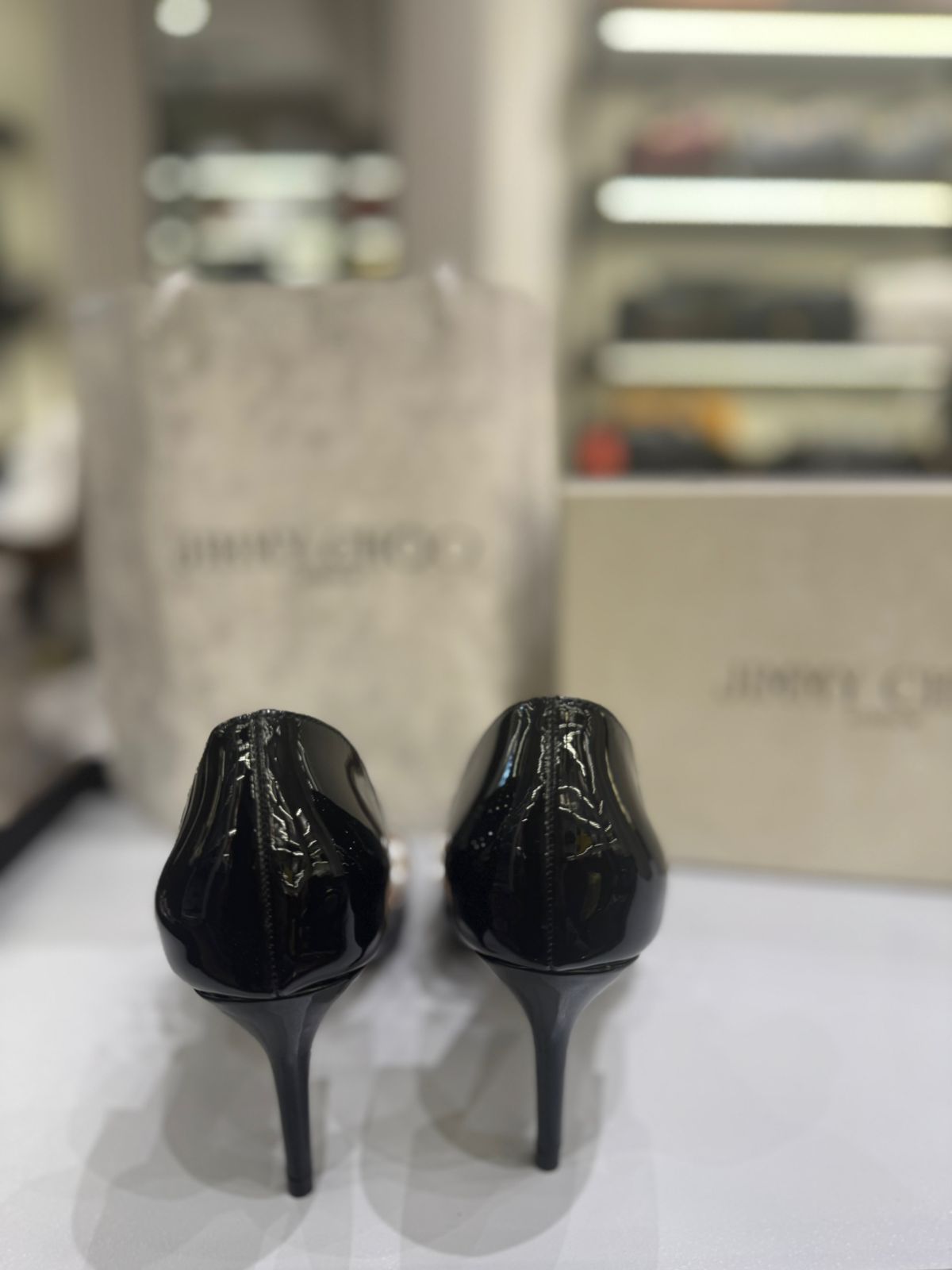 JIMMY CHOO Aurelie 85 Pearl-Embellished Heel Pumps – Premium Women Heel Pumps (Black Design A)