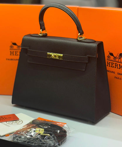 HERMÈS KELLY SELLIER 25CM – Women Bag | Luxury Leather Top Handle & Shoulder Bag (Black)