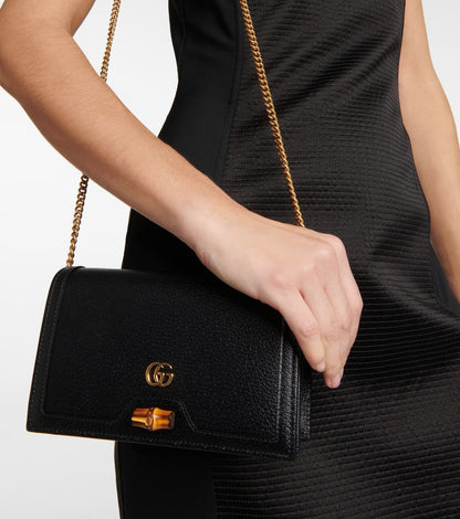 GUCCI DIANA MINI – Women Bag | Bamboo Closure & Leather Chain Shoulder Bag (Black)