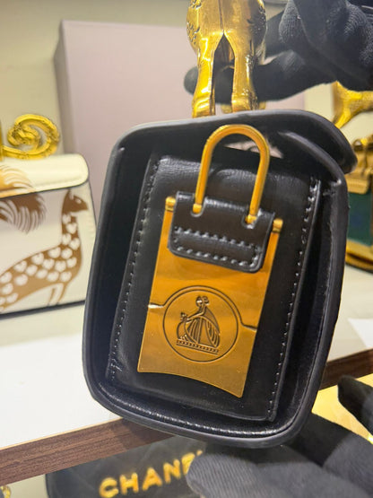 L-A-N-V-I-N Women’s Rateau Pencil Cat Leather Shoulder Bag – Luxury Mini Handbag (Black)