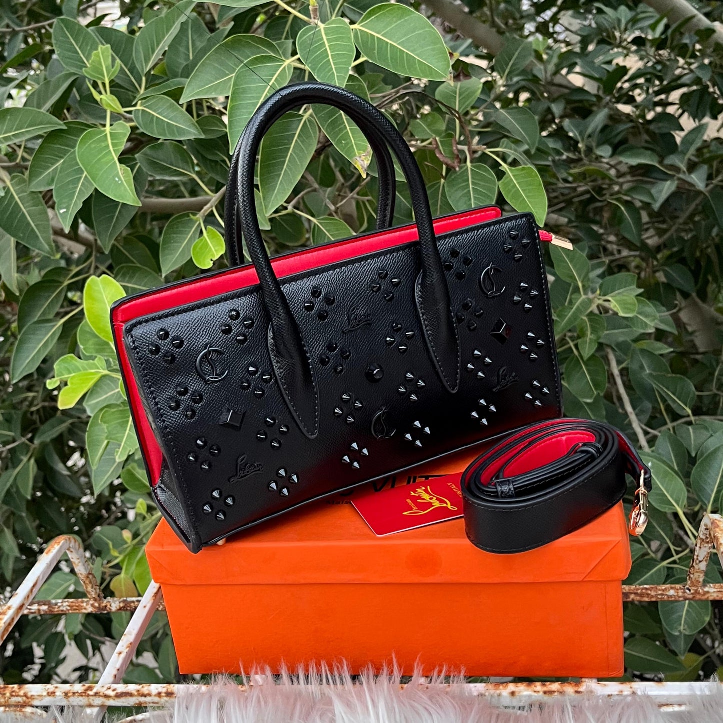 CHRISTIAN LOUBOUTIN – Luxury Women Handbag with Long Belt (Black Design A)