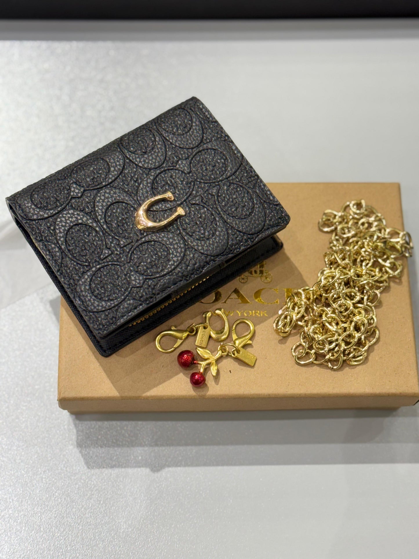 C-O-A-C-H BOXED MINI WALLET ON A CHAIN – Women Bag (Black Design A)