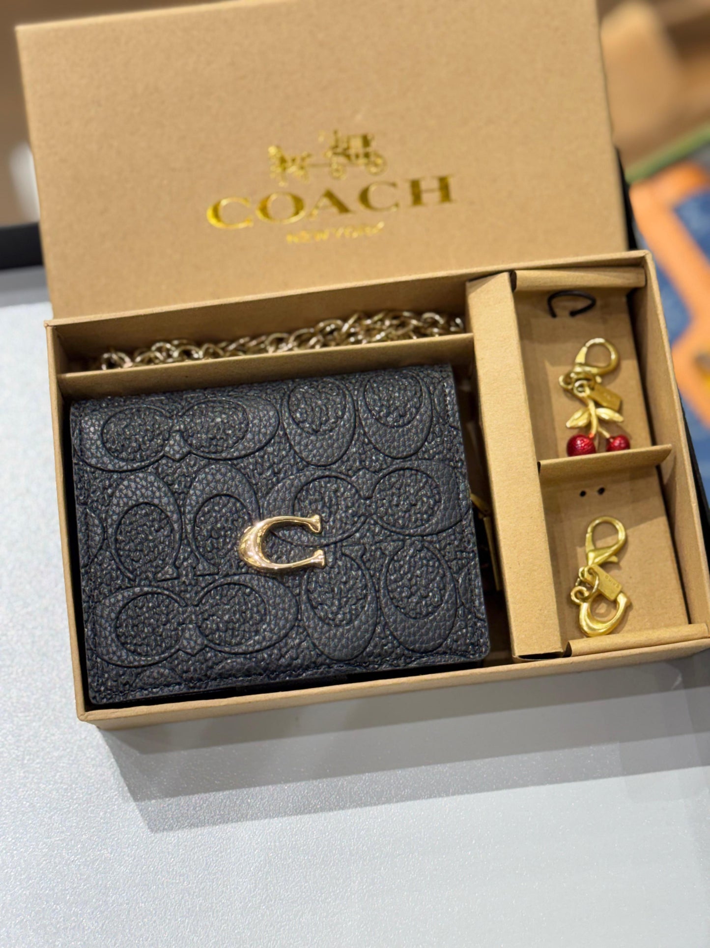 C-O-A-C-H BOXED MINI WALLET ON A CHAIN – Women Bag (Black Design A)