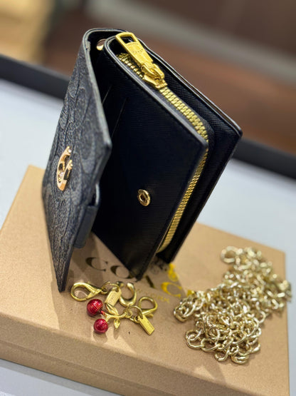 C-O-A-C-H BOXED MINI WALLET ON A CHAIN – Women Bag (Black Design A)