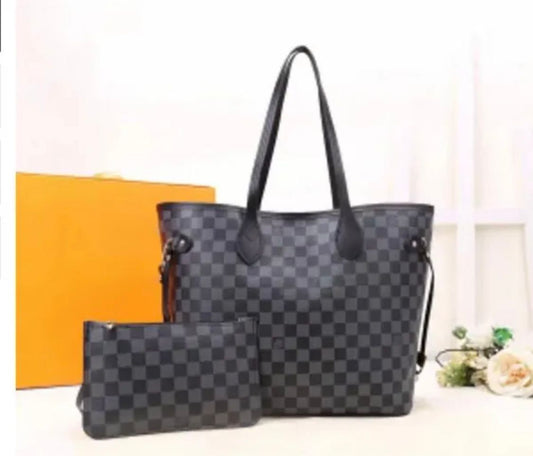 LOUIS VUITTON NEVERFULL – Women Tote Bag 2PC Set (Black Design 2)