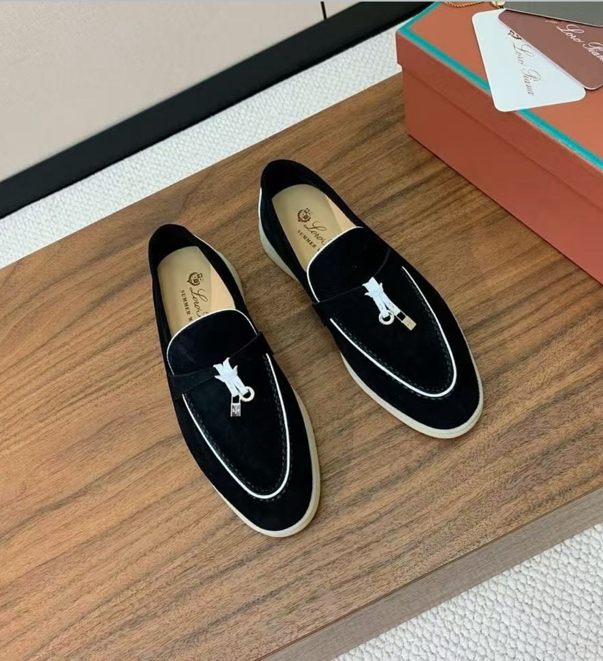 LORO PIANA SUMMER WALK BALLET FLAT CASUAL SHOES / LOAFERS – Women Shoes (Black Design A)