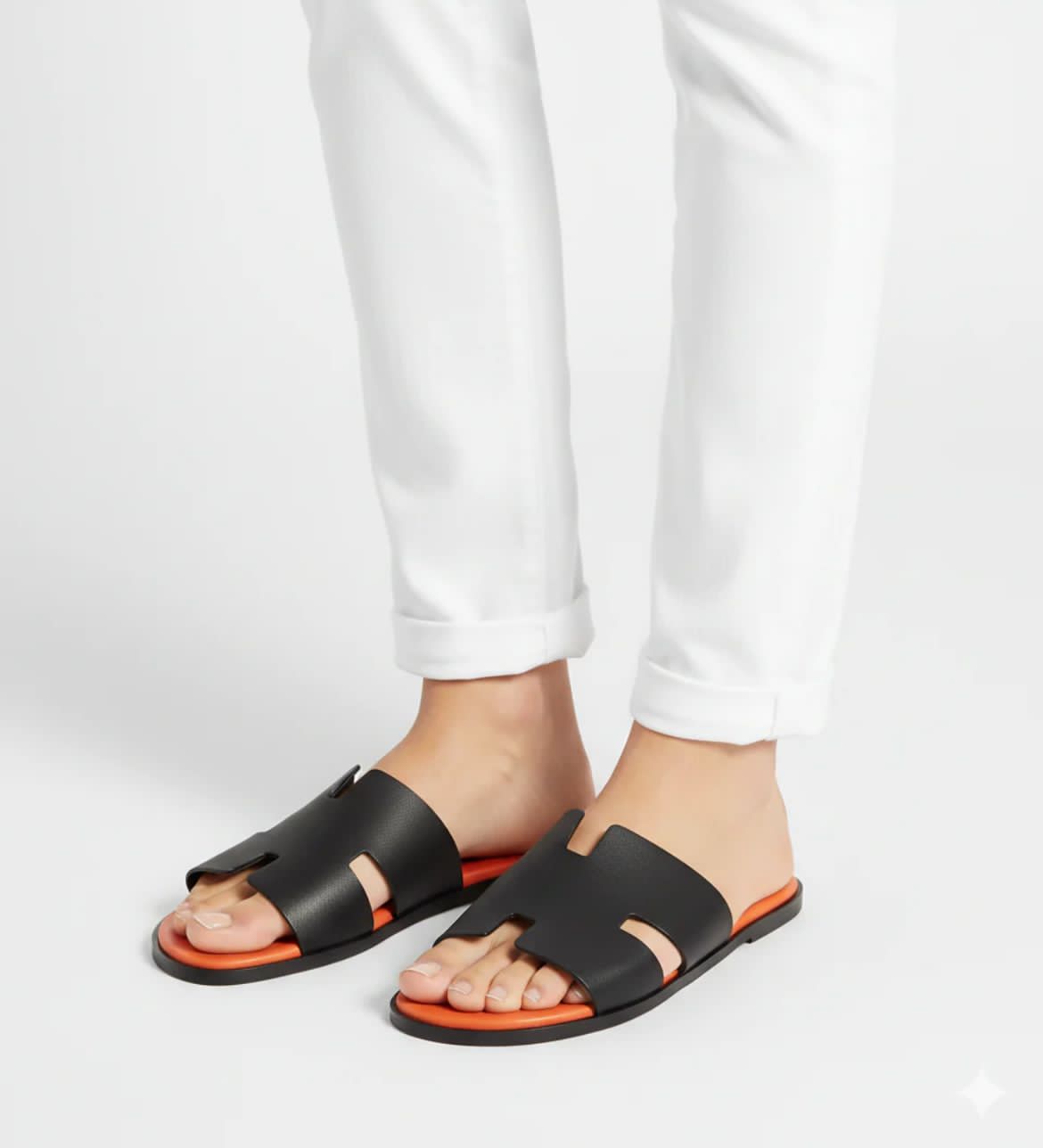 HERMÈS IZMIR – Women Sandals (Black Orange)