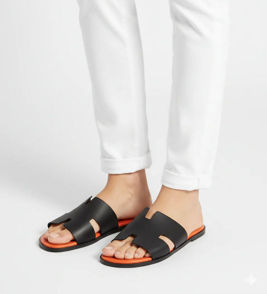 HERMÈS IZMIR – Women Sandals (Black Orange)