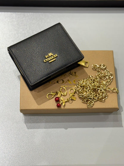 C-O-A-C-H BOXED MINI WALLET ON A CHAIN – Women Bag (Black Design B)