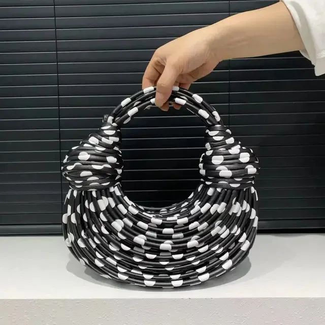 BOTTEGA VENETA Double Knot Women Bag – Premium Handbag with Signature Knotted Design (Black & White Design A)