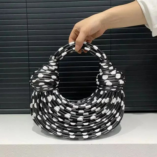 BOTTEGA VENETA Double Knot Women Bag – Premium Handbag with Signature Knotted Design (Black & White Design A)