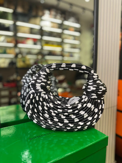 BOTTEGA VENETA Double Knot Women Bag – Premium Handbag with Signature Knotted Design (Black & White Design A)