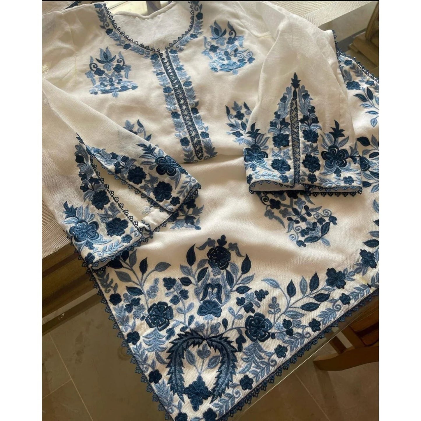 Cotton Kaddi Net Stitched 3p (Blue)