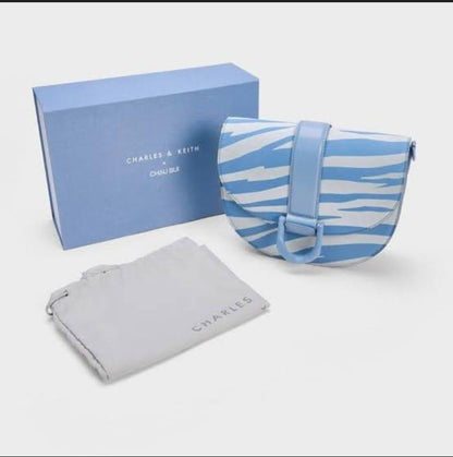 CHARLES & KEITH — Faux Leather Shoulder Bag (With Brand Bag & Tag) (Blue)