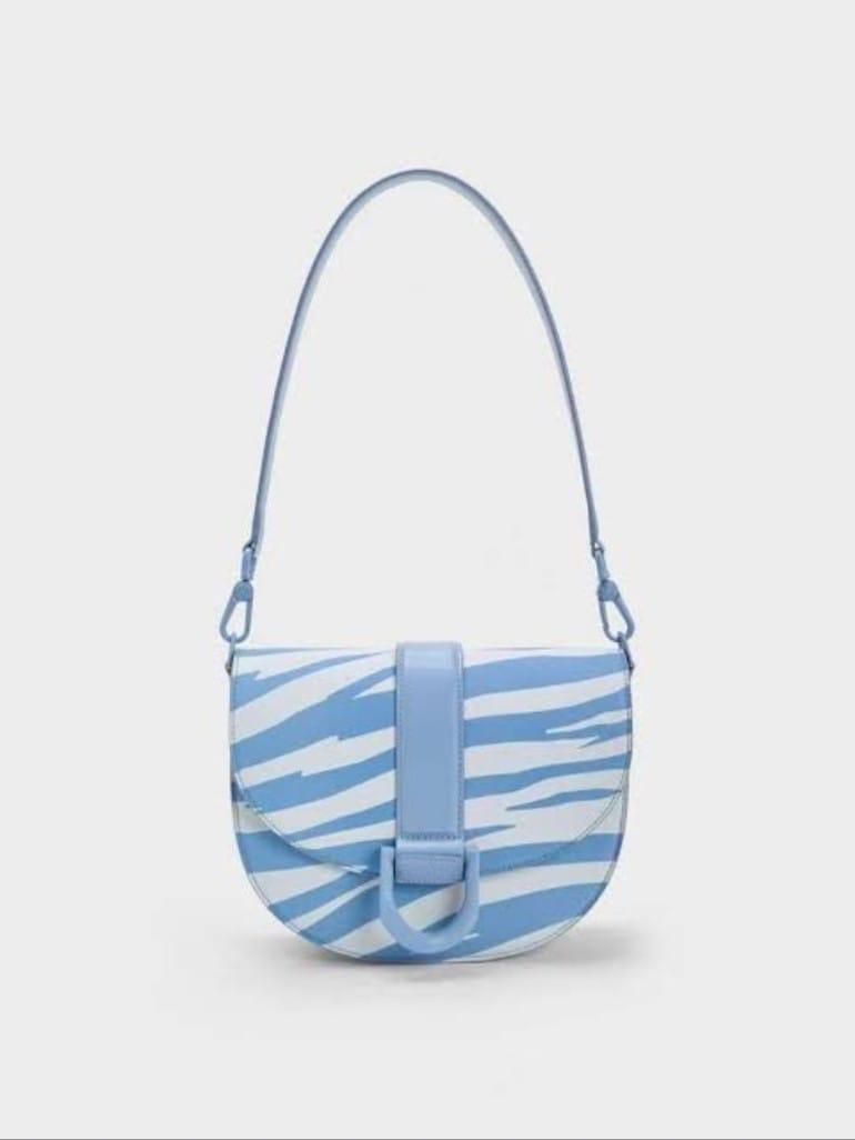 CHARLES & KEITH — Faux Leather Shoulder Bag (With Brand Bag & Tag) (Blue)