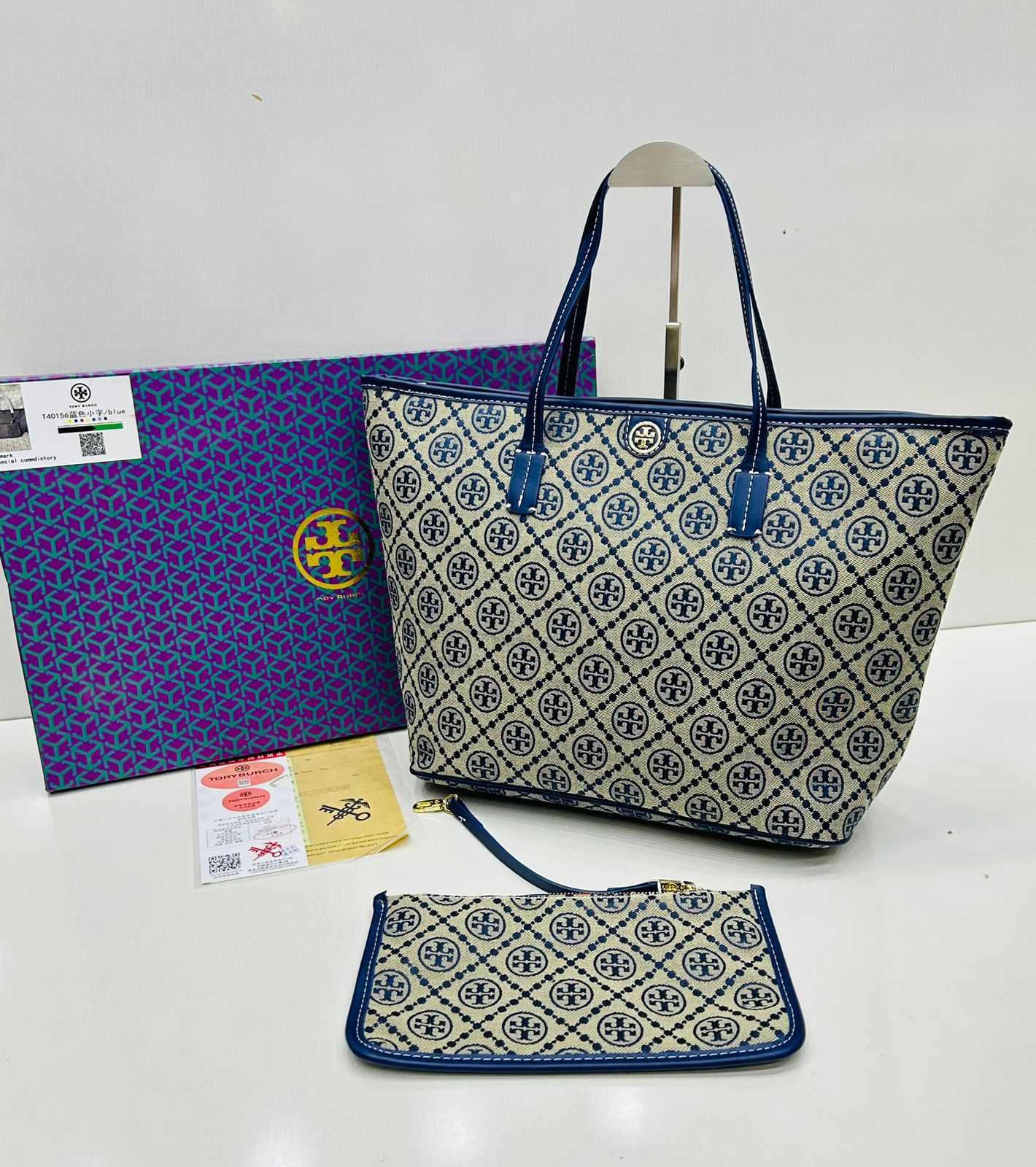 Tory Burch 2-Piece Tote Series – Premium Women Bag (Blue)