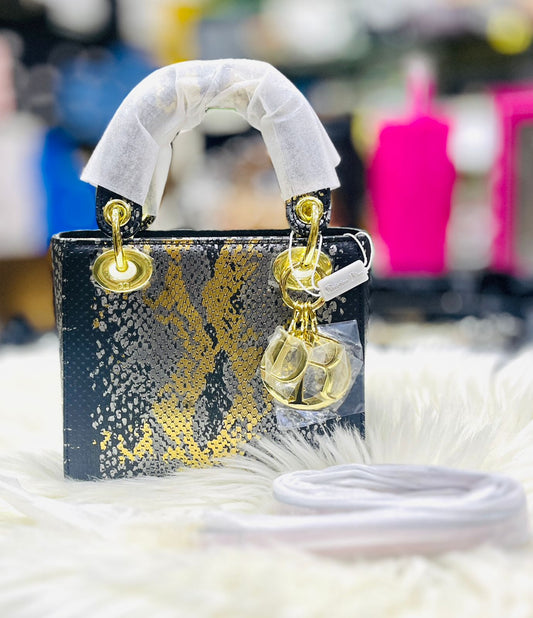 DIOR Lady Dior Mini Python Skin – Women Bag (Blue)
