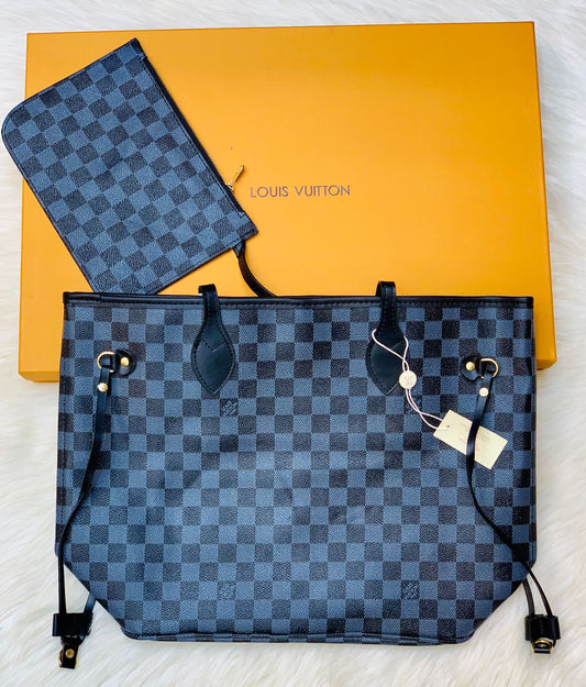 LOUIS VUITTON NEVERFULL – Women Tote Bag 2PC Set (Blue Design 2)