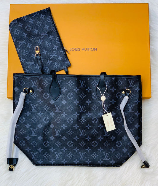 LOUIS VUITTON NEVERFULL – Women Tote Bag 2PC Set (Blue Design 1)
