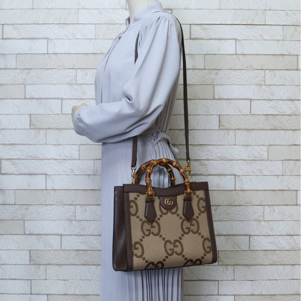 GUCCI Diana NM Bamboo Handle Tote – GG Canvas Women Bag