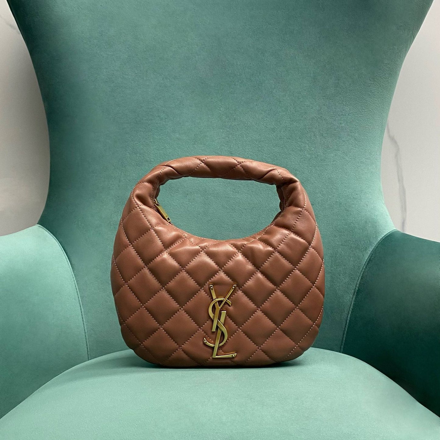 SAINT LAURENT YSL ICARINO QUILTED NAPPA – Women Bag (Brown)