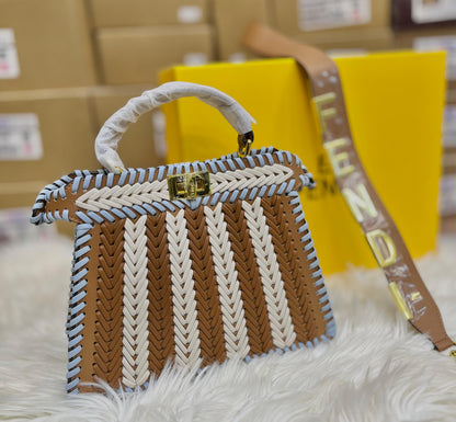 FENDI ICONIC PEEKABOO ISEEU LEATHER – Women Bag (Brown White)