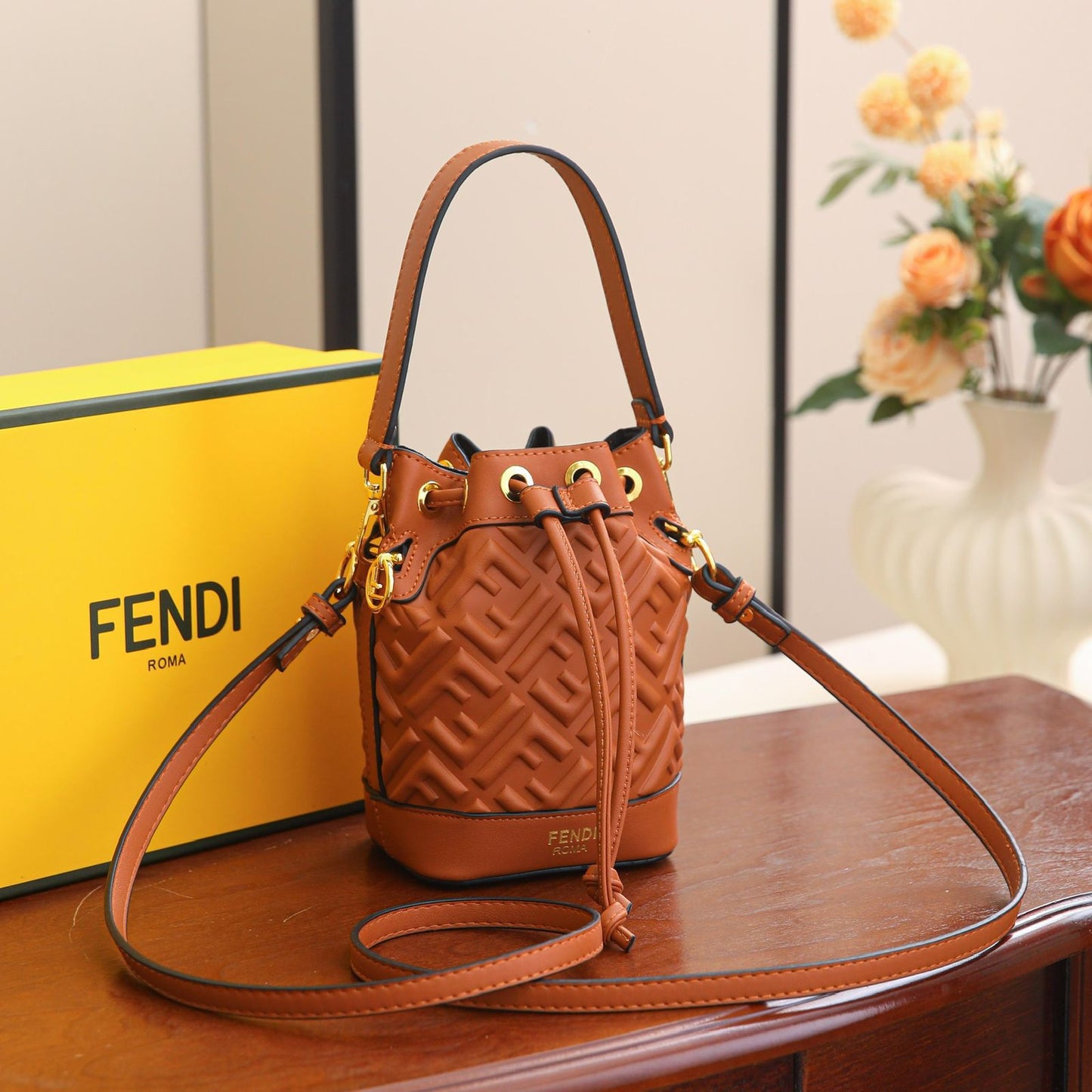 Fendi Mon Tresor Bucket Bag – Premium Women Bag (Brown Design B)
